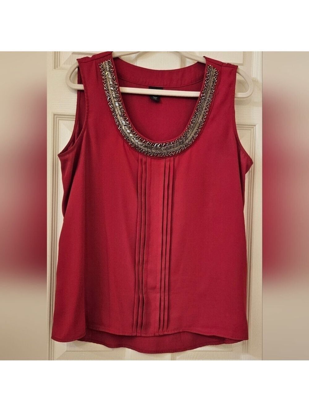 Covington Dark Pink Sleeveless Embellished Blouse